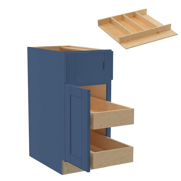 Home Decorators Collection Washington Vessel Blue Plywood Shaker Assembled Base Kitchen Cabinet Left 2ROT UT15 W in. 24 D in. 34.5 in. H