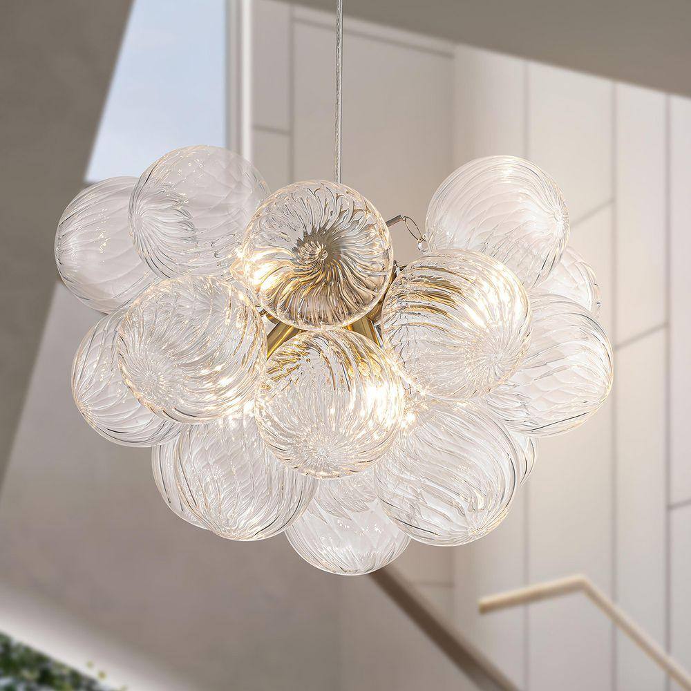 GoYeel Bublume 6-Light Gold Modern Glam Swirled Glass Bubble Chandelier ...