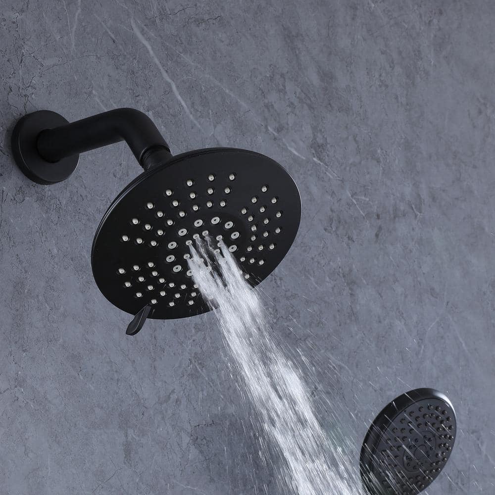 Matte Black Stainless Steel Rain Shower Faucet Set with Handle