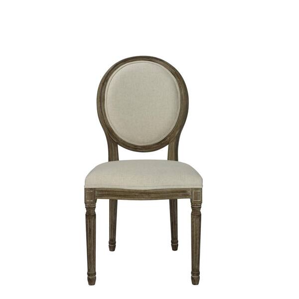 Lux Home Louis Beige Wooden Round Back Dining Chair (Set of 2)