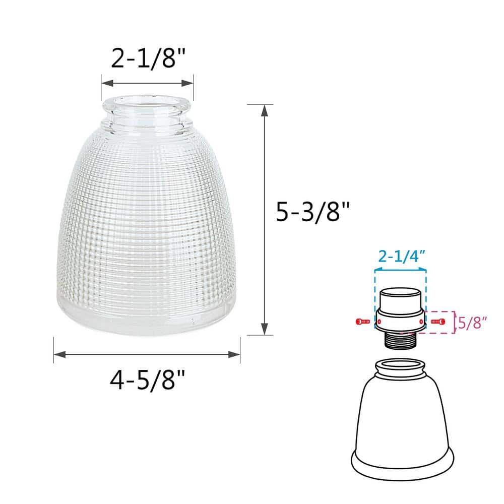 Mini Clear Glass Bell Shades with Grid Pattern, 4 Pack