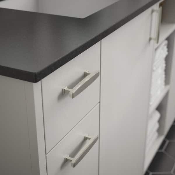 Beveled 3-3/4 in. (96 mm) Classic Satin Nickel Cabinet Drawer Bar Pull