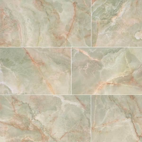 Aura Green Onyx Look Polished Porcelain Tile 24 in. x 48 in., Floor and Wall (512 sq. ft./Pallet)
