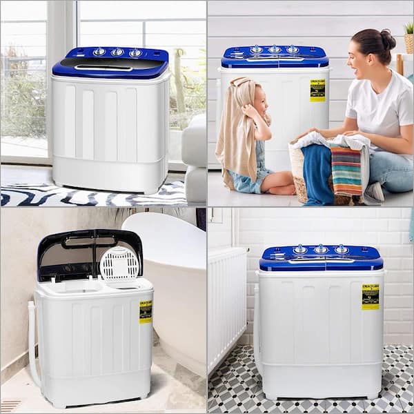 22 lbs 2-in-1 Portable Washing Machine with Drain Pump, Twin Tub Top Load Washer Dryer Combo for RV Apartment, Blue