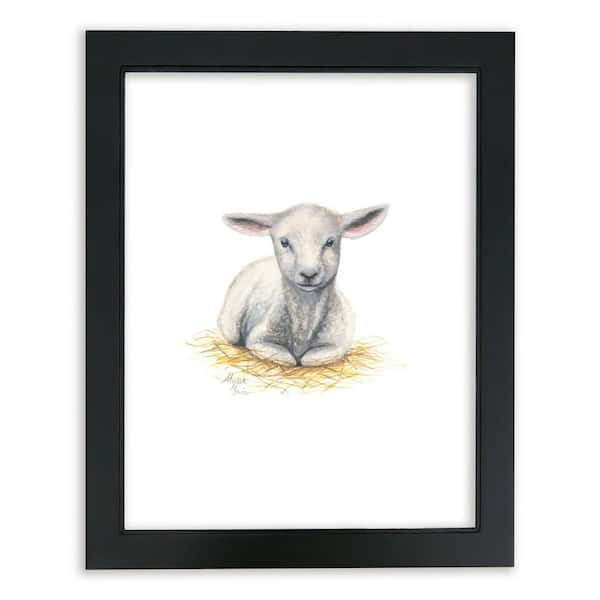 Unbranded Barnyard Littles "Lamb" by Alyssa Lewis Individual Black Framed Animal Art Print 20 in. x 16 in.