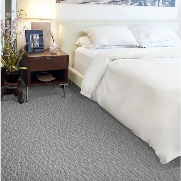 Oceanic Tweed Slate Blue 12 ft. 36 oz. Wool Pattern Installed Carpet