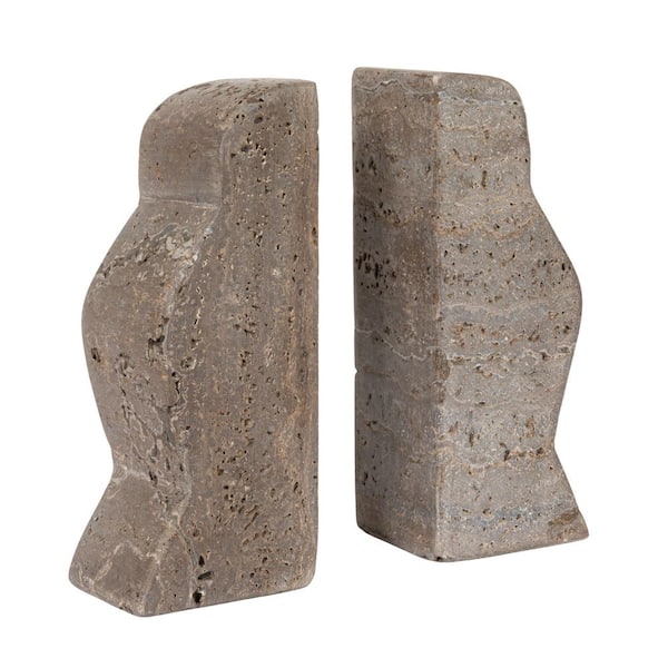 Pietra Gray Decorative Wave Travertine Bookends