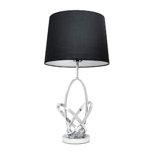 26 in. Mod Art Polished Chrome Table Lamp with Black Shade