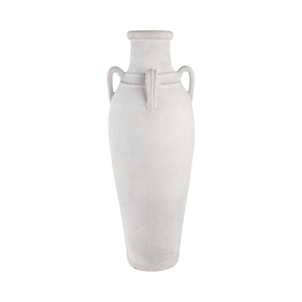 Liv & Skye 39 in. Ivory Ceramic Amphora Decorative Vase With Handles