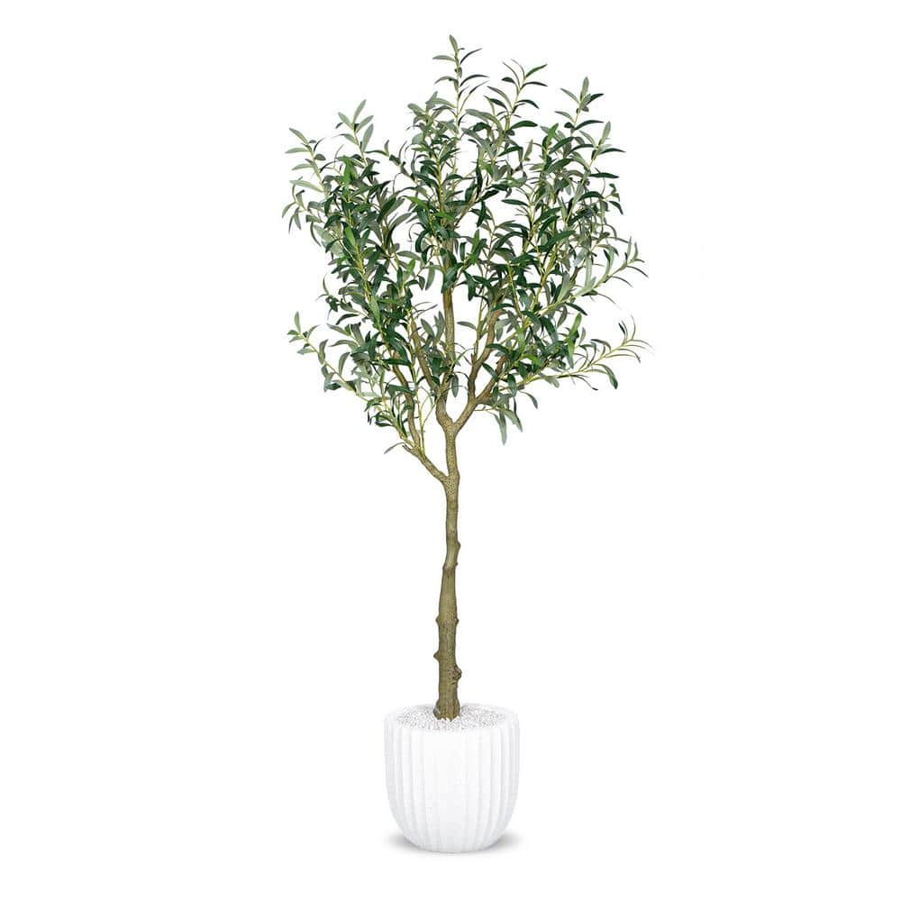 Botanical 6 ft. Artificial Olive Tree in Pot