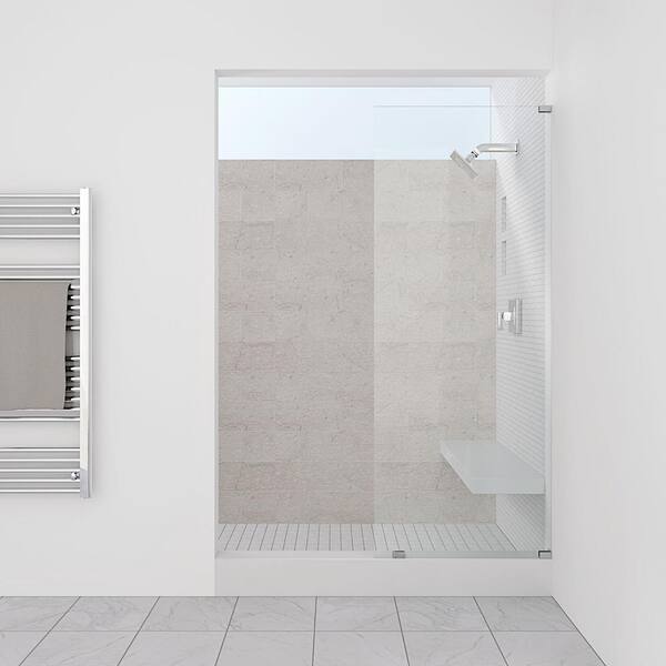 Unbranded 12.75 in. x 80 in. Frameless Fixed Glass Shower Door in Brushed Nickel Finish