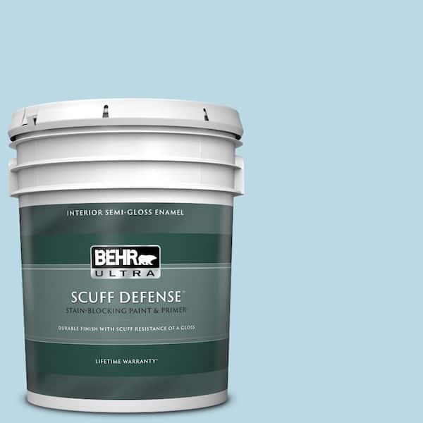 BEHR ULTRA 5 gal. #M490-1 Breezy Blue Extra Durable Semi-Gloss Enamel Interior Paint & Primer