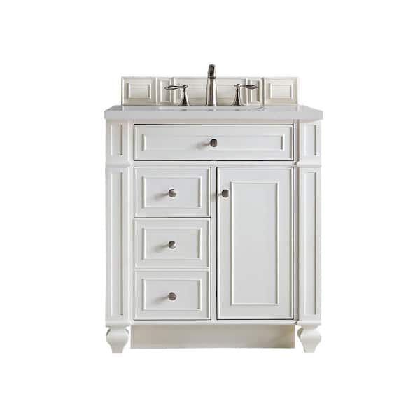 James Martin Vanities Bristol 30 in. W x 23.5 in. D x 34 in. H Bathroom Vanity in Bright White with Serena Quartz Top