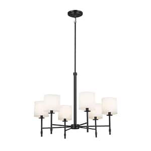 Ali 28 in. 6-Light Black Traditional Shaded Circle Chandelier for Dining Room