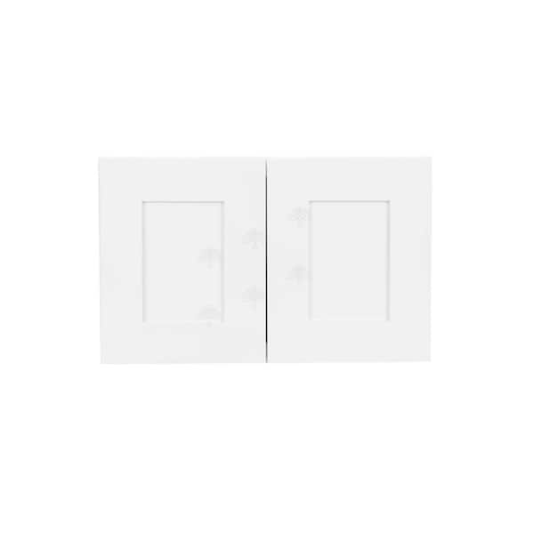 LIFEART CABINETRY Lancaster White Plywood Shaker Stock Assembled Wall Kitchen Cabinet 24 in. W x 15 in. H x 12 in. D