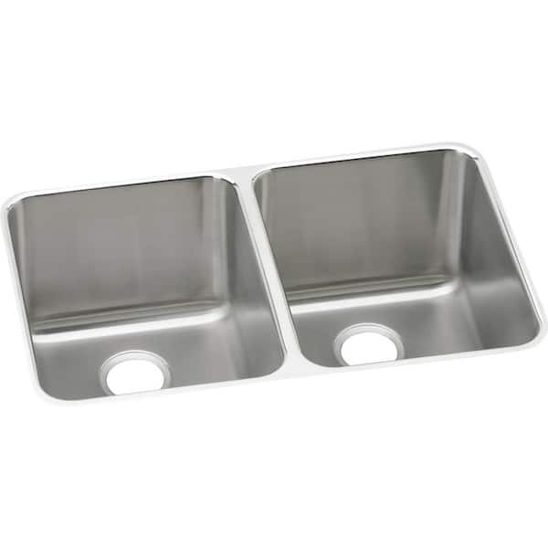 Lustertone Undermount Stainless Steel 31 in. Double Basin Kitchen Sink