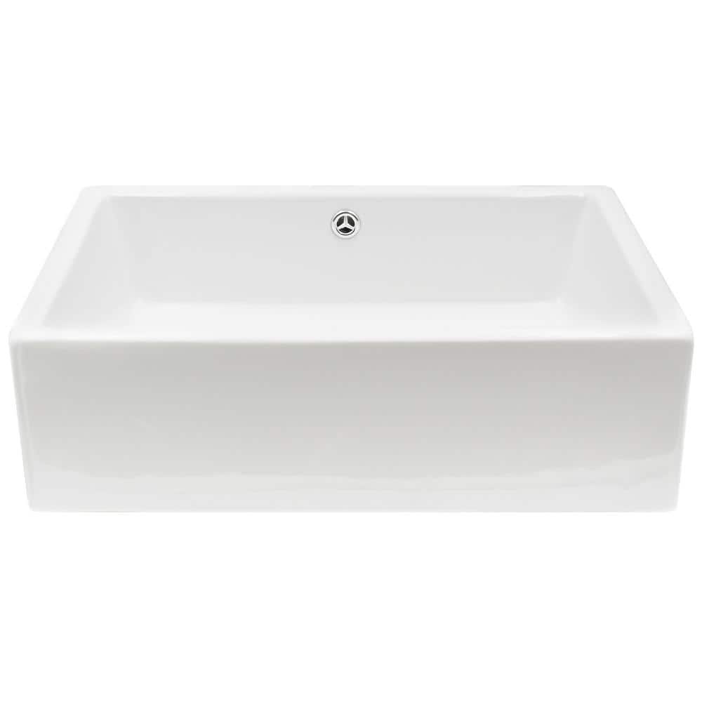 20.5'' White Porcelain Rectangular Vessel Bathroom Sink