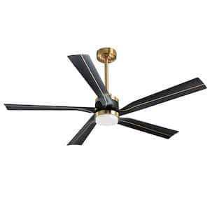 56 in. Indoor Black and Gold Standard Ceiling Fan with Dimmable Integrated LED and Remote Control