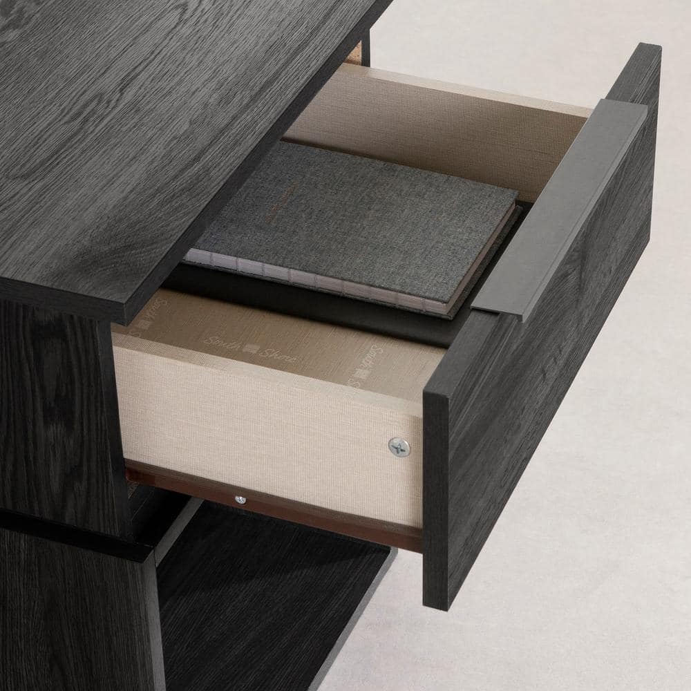Gray Oak 1-Drawer Minimalist Nightstand