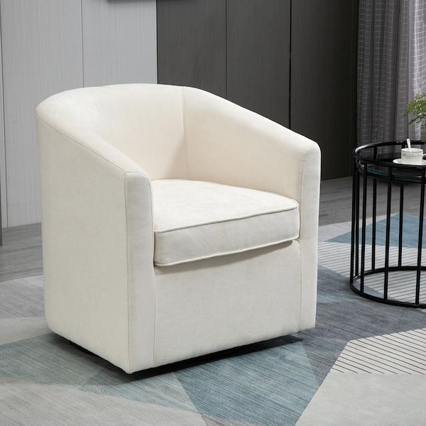 Carolina Chair and Table Ingran Beige Upholstered Swivel Barrel Chair (1 Chair)