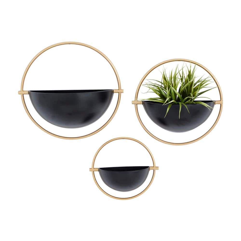 15in. Medium Black Metal Geometric Indoor Outdoor Wall Planter (3- Pack) price history on PriceWatchPro