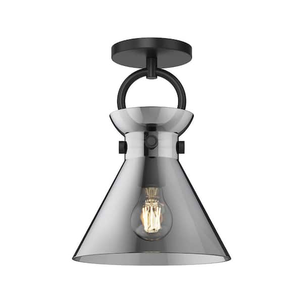 ALORA MOOD Emerson 9 in. 1 Light 60-Watt Matte Black/Smoked Semi-Flush Mount