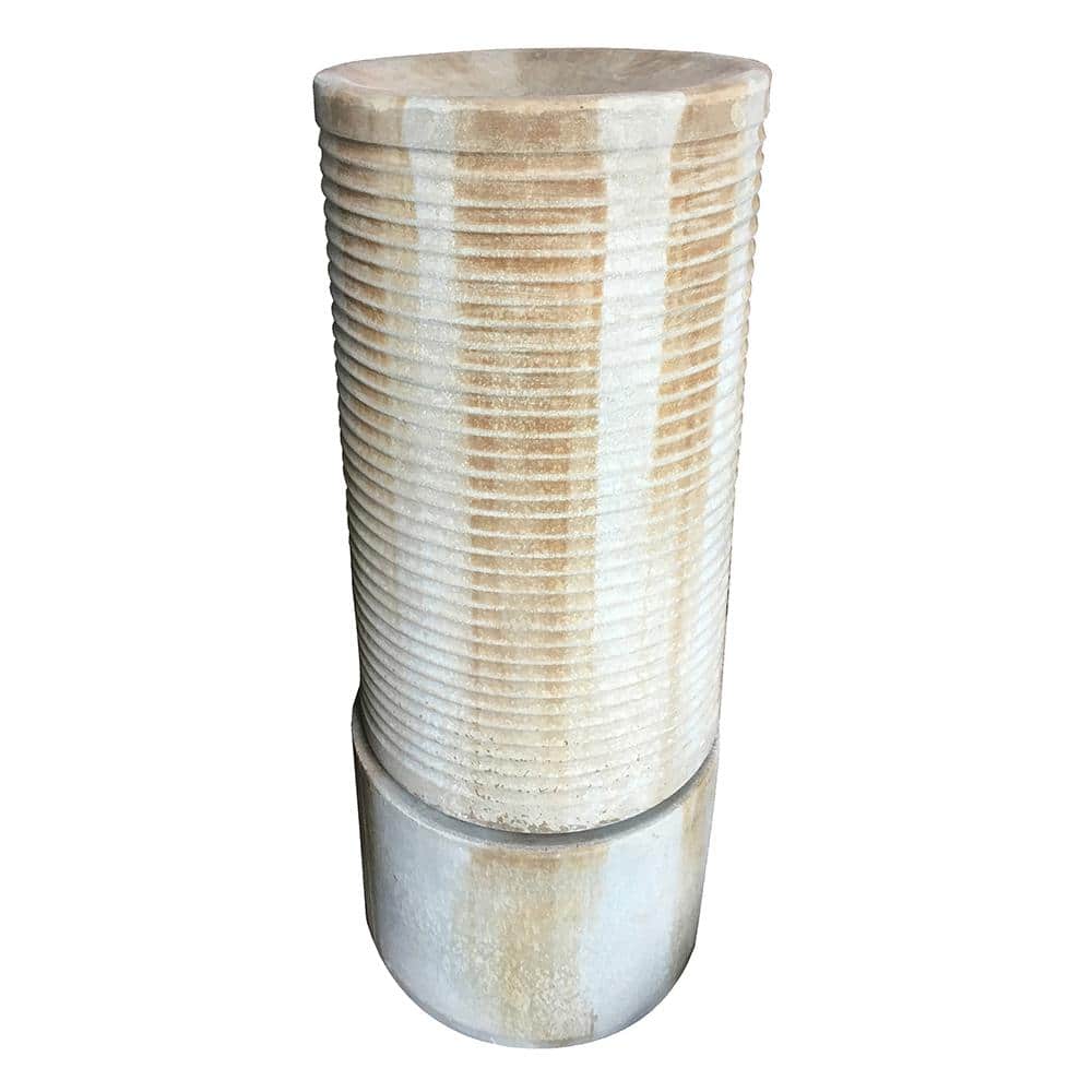44 in. Tall Cement Large Round Ribbed Tower Antique Blue Water Fountain, Verge Bronze, Outdoor Bird Feeder price history on PriceWatchPro