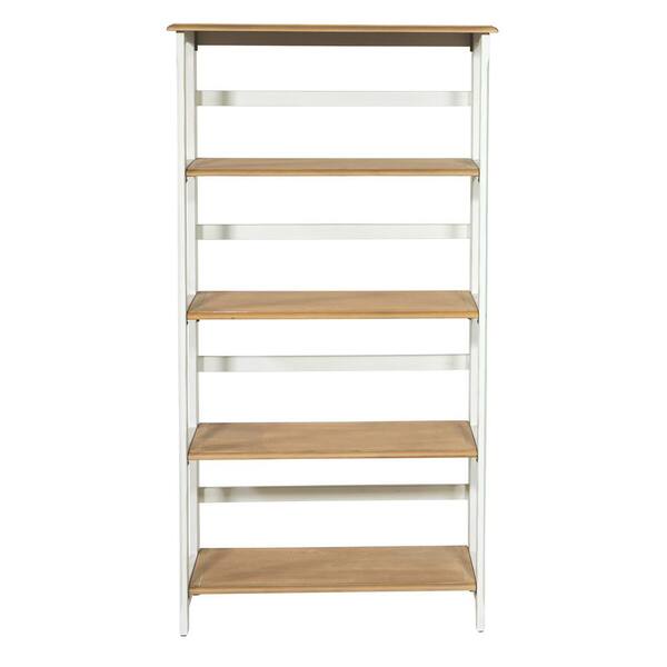 OSP Home Furnishings Medford 60 in. White Distressed Wood 5-Shelf Bookcase