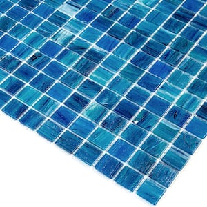 Celestial Glossy Sea Blue 12 in. x 12 in. Glass Mosaic Wall and Floor Tile (20 sq. ft./case) (20-pack)