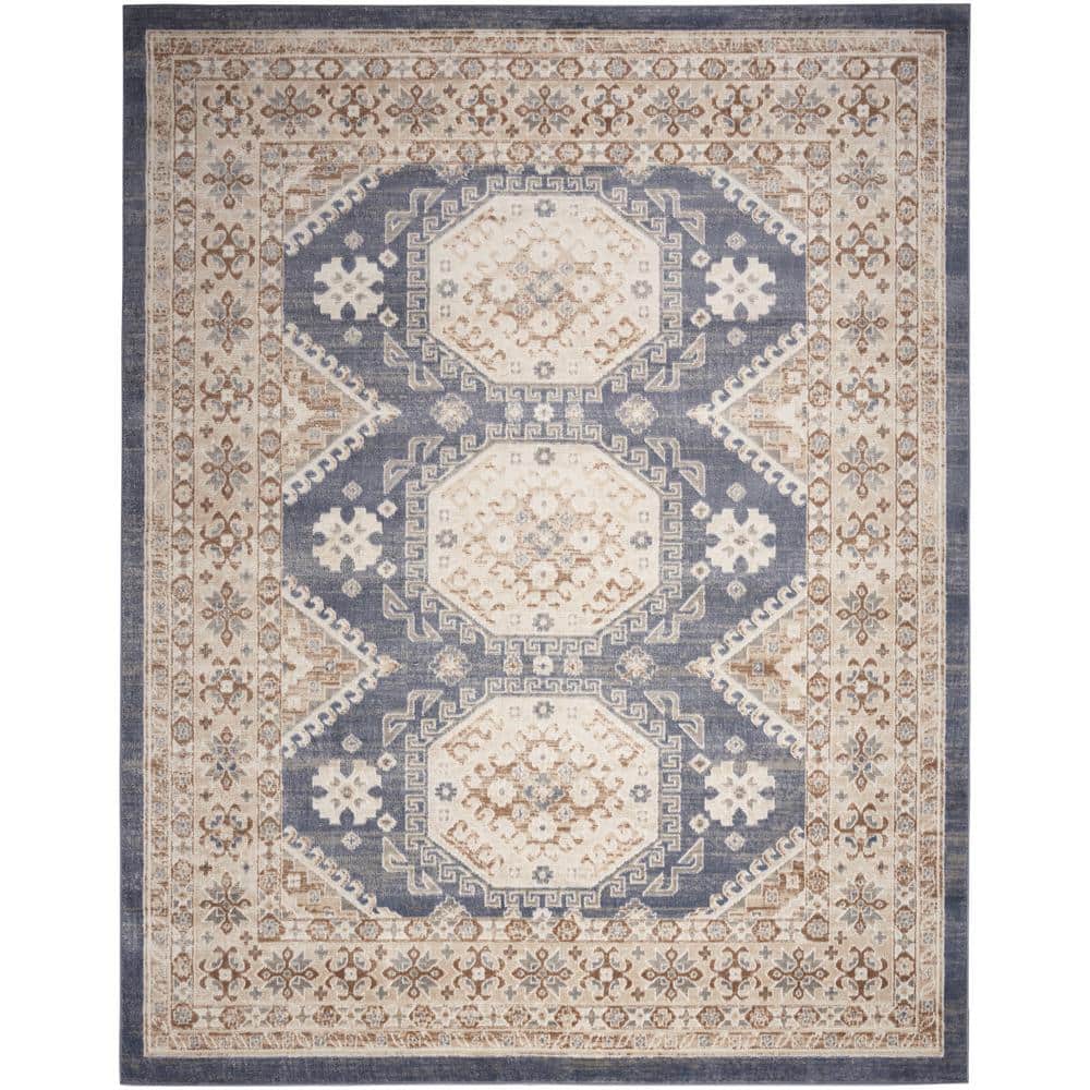 Handmade Blue and Ivory Medallion Synthetic 8' x 10' Area Rug