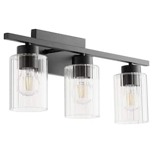 Ladin 3-Light Textured Black with Clear Fluted Glass Vanity