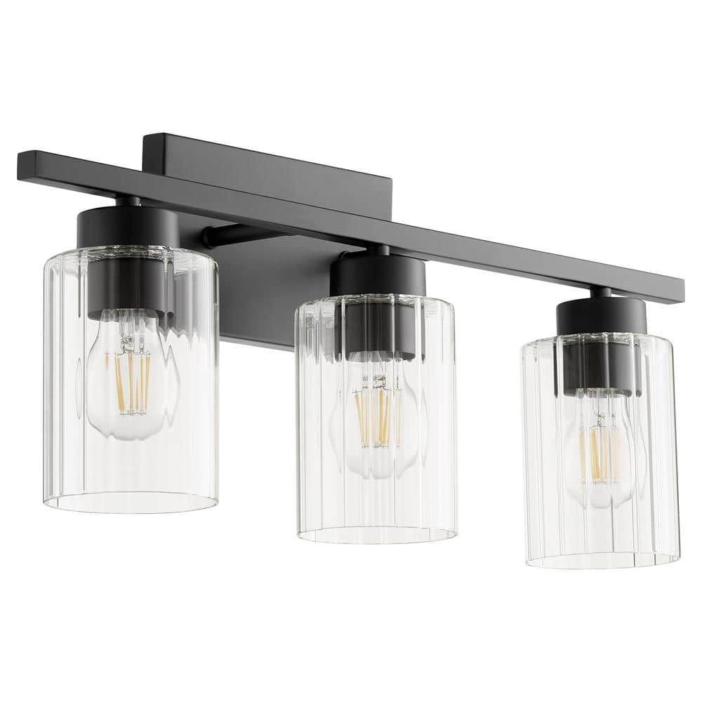 Ladin 3-Light Textured Black with Clear Fluted Glass Vanity price history on PriceWatchPro