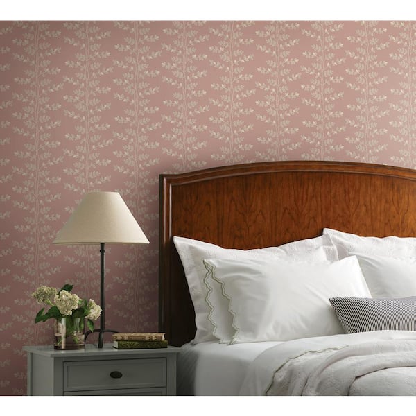 Climbing Vine Rose Pink Metallic Non-Pasted Wallpaper
