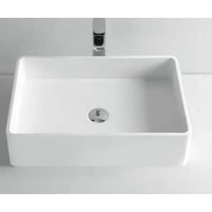 Victoria Rectangle Vessel Solid Surface Counter Top Vessel Sink in White