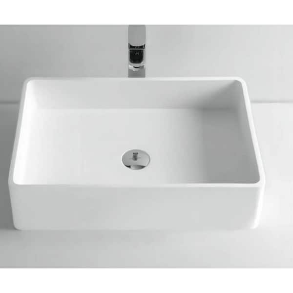 Xspracer Victoria Rectangle Vessel Solid Surface Counter Top Vessel Sink in White