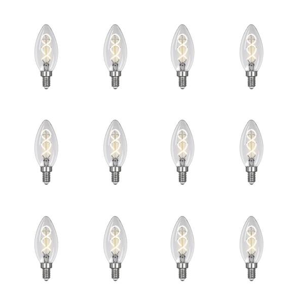 Feit Electric 40-Watt Equivalent B10 Dimmable Candelabra Clear Glass Vintage LED Light Bulb with Spiral Filament Warm White (12-Pack)