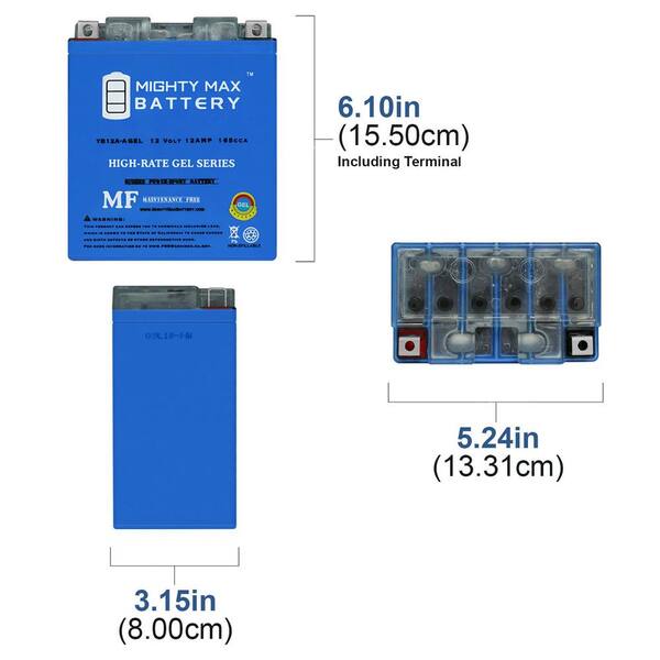 Mighty Max YB12A-A 12V 12AH Battery - Replacement For Wolverine Warrior 350 & More