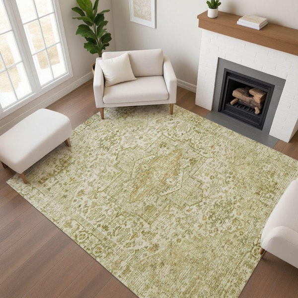 Mayfield Premium Machine Washable Abstract AMF1767 Beige 10 ft. x 14 ft. Area Rug