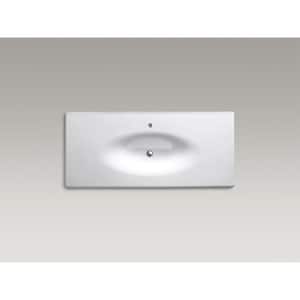 Iron/Impressions 49.5 in. x 22 in. vanity top with integrated oval sink in White