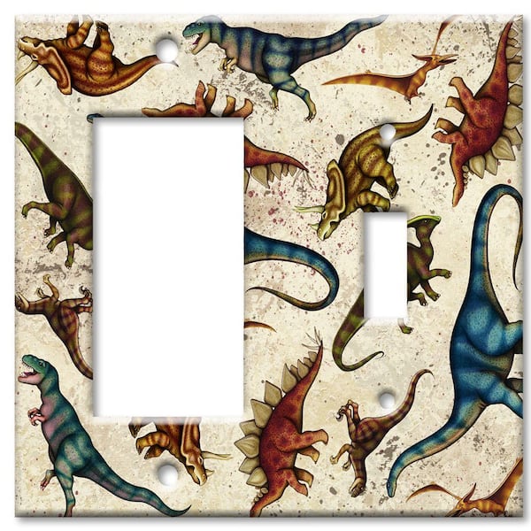 Art Plates Dinosaurs Rocker/Switch Combo Wall Plate