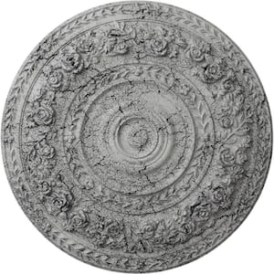 2-3/8 in. x 33-7/8 in. x 33-7/8 in. Polyurethane Rose Ceiling Medallion, Ultra Pure White Crackle
