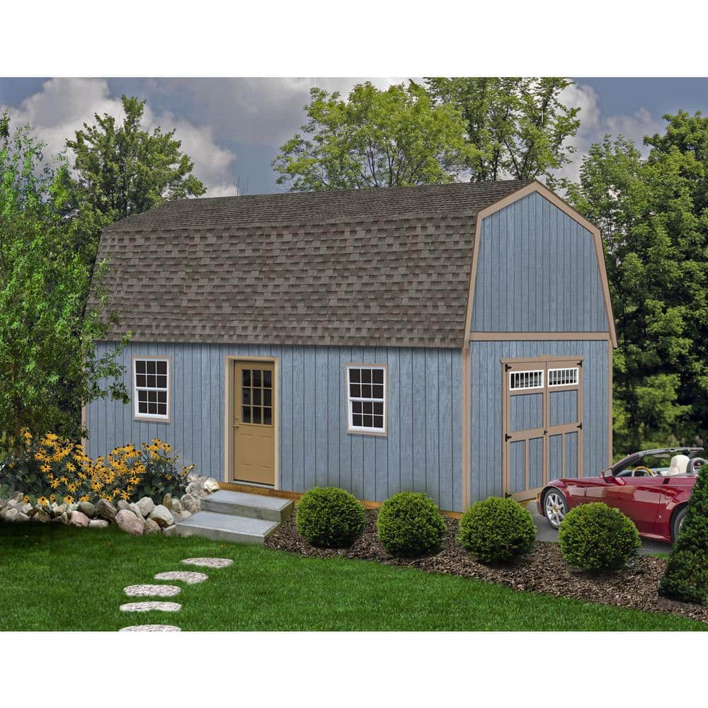 Pinewood 16 ft x 14 ft Gray Wood Storage Shed Kit with Windows