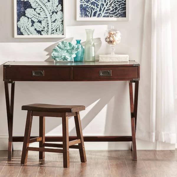 HomeSullivan 42 in. Espresso X Base Wood Accent Campaign Writing Desk