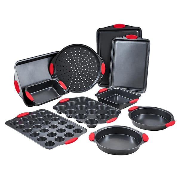 SVOPES Bakeware Set, 10-Piece, Black Nonstick Carbon Steel Cookware Set and Trays, Stackable Oven Bakeware