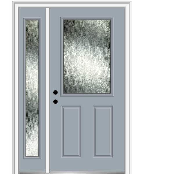 MMI Door 51 in. x 81.75 in. Right-Hand Inswing 1/2 Lite Rain Glass Painted Storm Cloud Prehung Front Door on 4-9/16 in. Frame