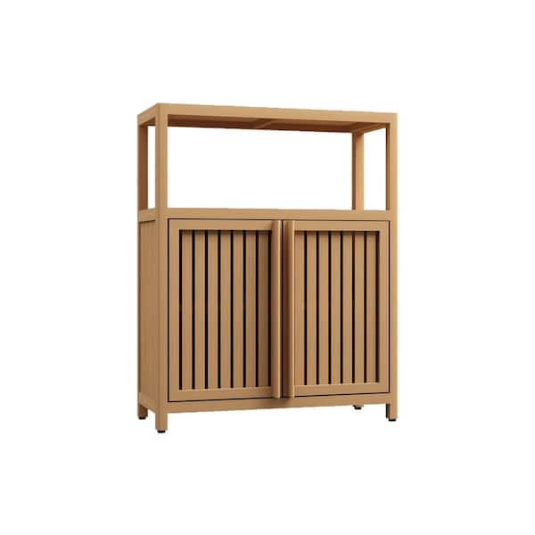 24.57 in. W x 10.75 in. D x 32.09 in. H Brown Bamboo Freestanding Linen Cabinet, Bathroom Bamboo Cabinet With Shelves