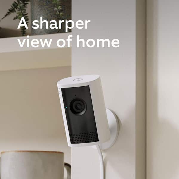 Indoor Cam Plus - Plug-In Retinal 2K Security Camera, 4x Enhanced Zoom, Low-Light Sight Color Night Vision, White