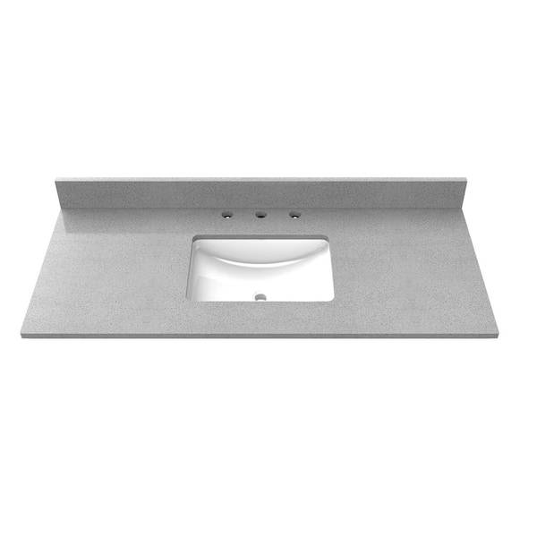 Winette 49 in. W x 22 in. D Engineered Stone Composite Vanity Top in Silver Gray with White Rectangular Single Sink