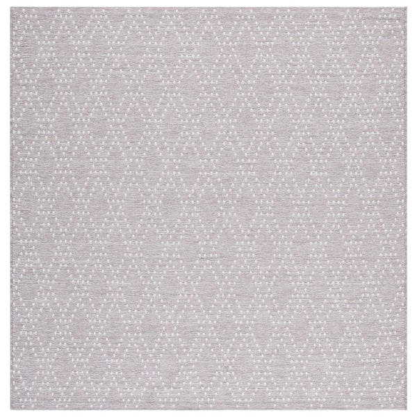 Sunset Lavender/Gray 7 ft. x 7 ft. Geometric Diamond Square Indoor/Outdoor Area Rug