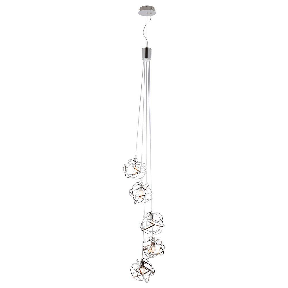Doodley 5-Light Polished Chrome Cluster Chandelier for Stairsway Foyer with
